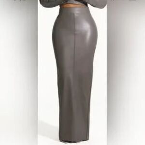NWT Naked wardrobe faux leather maxi bodycon skirt size XS